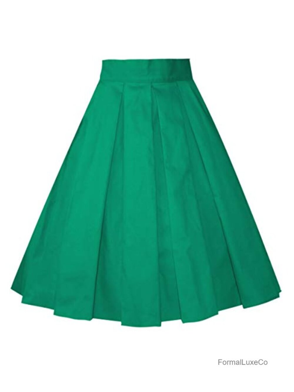 Pleated Vintage A-Line Midi Skirt High Waist Flowy Swing Retro
